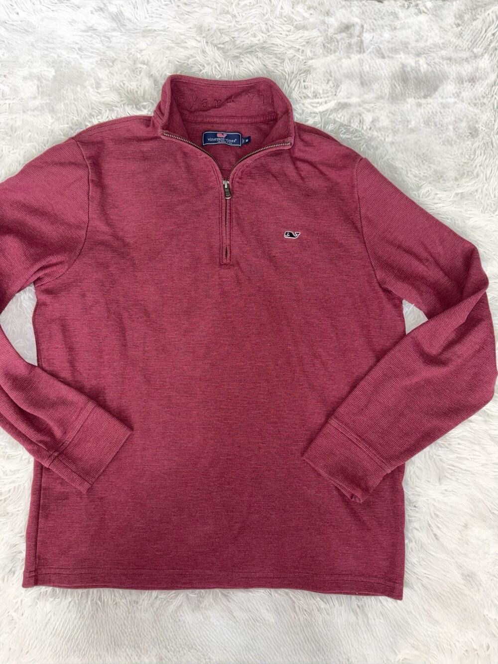 Vineyard Vines Men’s M Burgundy 1/4 Zip Top. Grt. Qual, Nt. Minor Flaw**